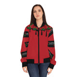 LXVI "Red Rose Drip" All-Over Print— Women Bomber Jacket