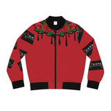LXVI "Red Rose Drip" All-Over Print— Women Bomber Jacket