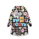 Dope Blacc "Sweet Tooth" Print Cozy Wearable-Women Hooded Blanket