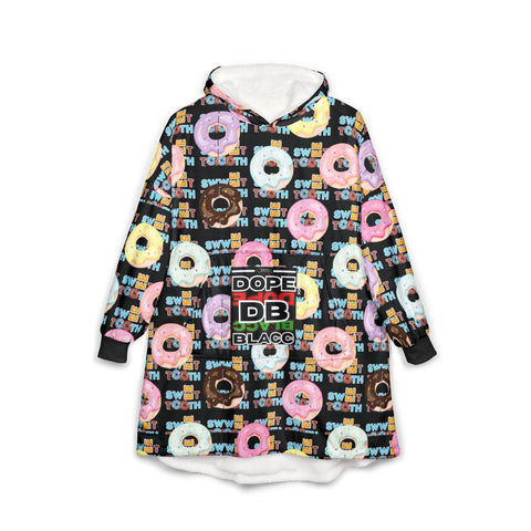 Dope Blacc "Sweet Tooth" Print Cozy Wearable-Women Hooded Blanket