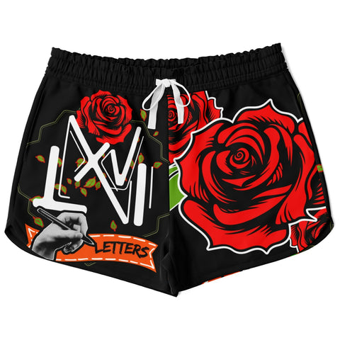 LXVI "Rose Fall" Fashion Loose Shorts - AOP