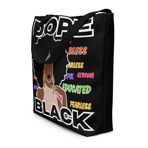 LXVI Dope Black 2 All-Over Print Large Tote Bag