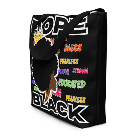 LXVI Dope Black 3 All-Over Print Large Tote Bag