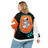 LXVI Visitor Unisex Bomber Jacket(Orange/Teal/white)