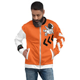 LXVI Visitor Unisex Bomber Jacket(Orange/Teal/white)