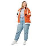 LXVI Visitor Unisex Bomber Jacket(Orange/Teal/white)