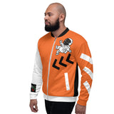 LXVI Visitor Unisex Bomber Jacket(Orange/Teal/white)