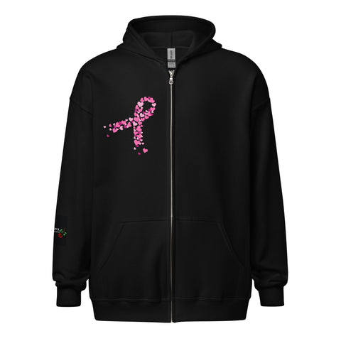 LXVI Pink heavy blend zip hoodie**Breast Cancer Awareness