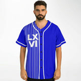 LXVI Strip Baseball Jersey (Blue -White-Black)