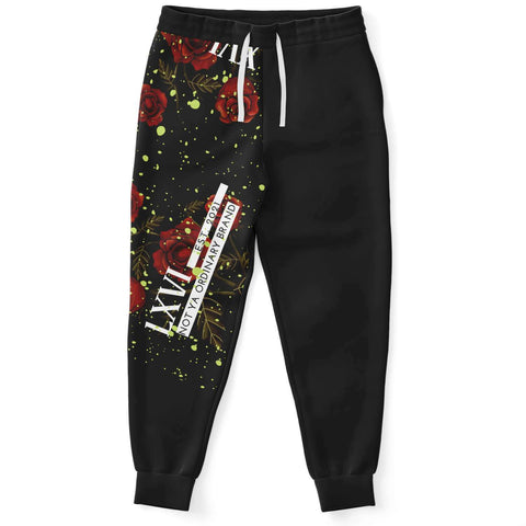 Rose splash joggers (black)