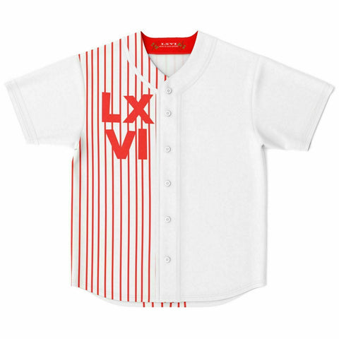 LXVI Strip Baseball Jersey (Red N White)