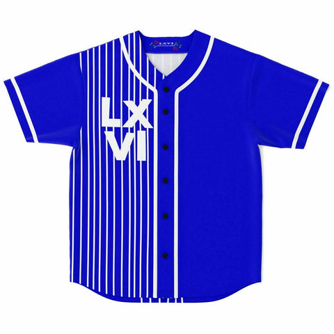 LXVI Strip Baseball Jersey (Blue -White-Black)