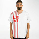LXVI Strip Baseball Jersey (Red N White)