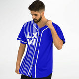 LXVI Strip Baseball Jersey (Blue -White-Black)